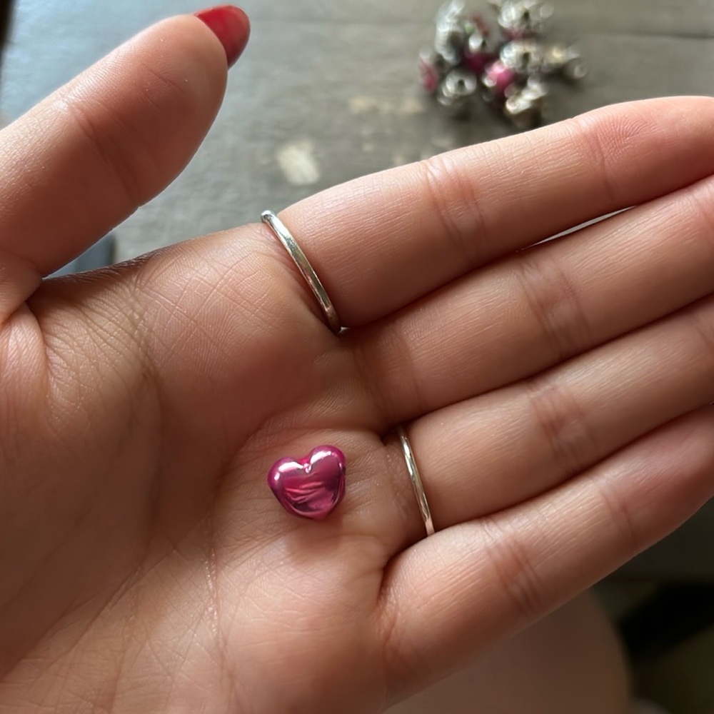 PANDORA metallic pink heart charm